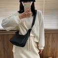 thumbnail image 2 of Sywqhk Bolso De Hombro Tipo Bandolera Simple De Media Luna Para Mujer, Bolsos De Mano De Pu Puro (Negro) Sywqhk Para estrenar, 2 of 9