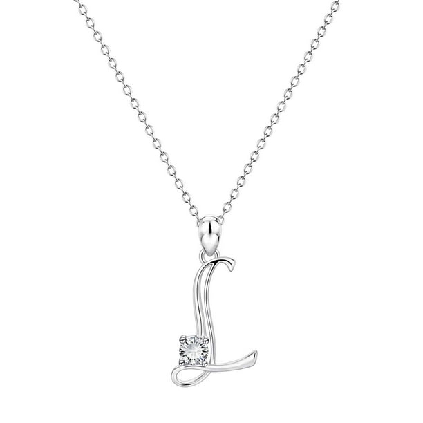 26 Initial Alphabet Shape Rhinestone Collar para Mujeres Collares para Mujeres A Z 26 Alphabet Initial Silver Collares para Mujeres Niñas