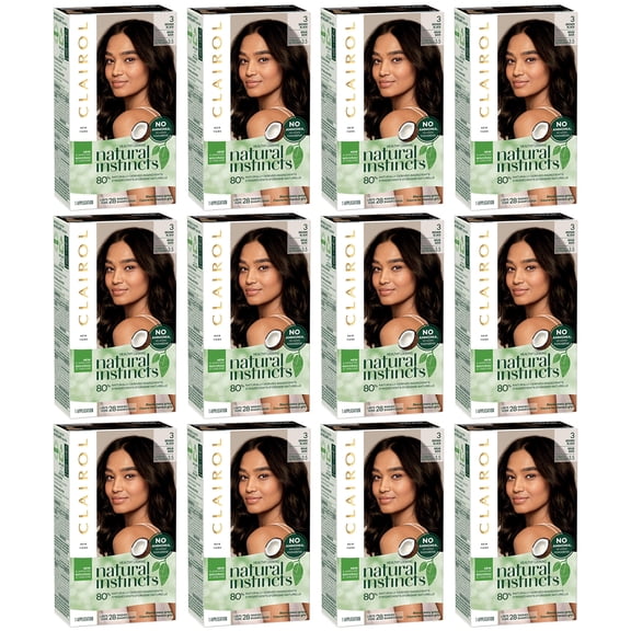 Pack of (12) Clairol Natural Instincts Non-Permanent Hair Color - 3 Brown Black - 1 Kit