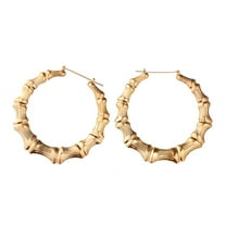 HUANLEDASH 1 Pair Exaggerated Women Ear Hoop Hollow Out Polished Bamboo Joint Alloy Electroplated Ear Decoration Jewelry Lady Prom Party Hanging Earring