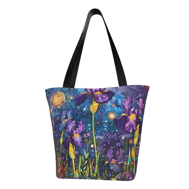 Disketp Cosmic Purple Irises Bolsa de Hombro Casual para Mujer, Bolso Cruzado para Compras, Viajes y Uso Diario