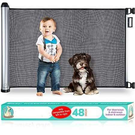 New Retractable Baby Gate - Extra Wide Baby Safety Gate and Pet Gate for Stairs, Doors, and More - Mesh Baby Gate with Easy Latch and Flexible Design Fits Most Spaces