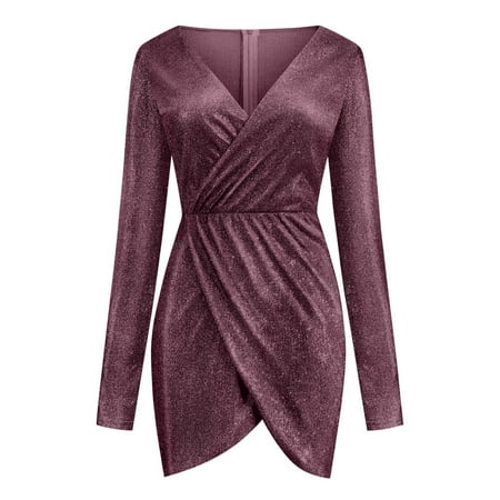 

NKOOGH Summer Dress Women Dresses for Maternity Women Hem Solid Stitching V-Neck Slit Sequined Mesh Color Lace Women S Dress Women S Dress