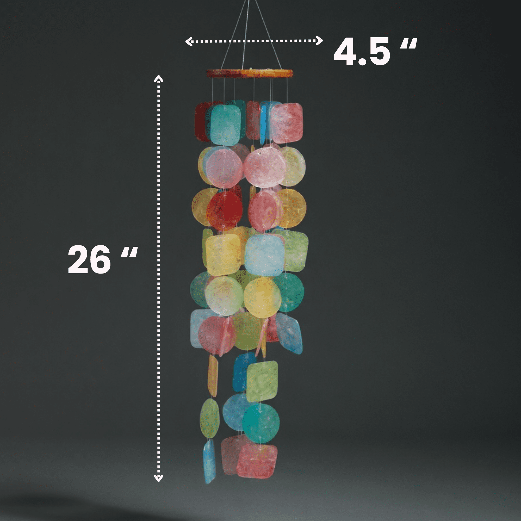 Solange & Frances Rainbow Capiz Shell Wind Chimes, 26