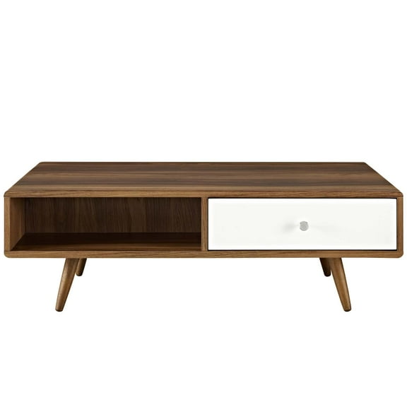 Modway Transmit Coffee Table in Walnut White