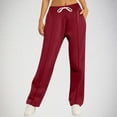 thumbnail image 7 of WMTBSRSW High Waisted Sweatpants Women Wide Leg Solid Color Drawstring Sweat Pants 4-Way Stretch Travel Pocketed Pants Anti-Pilling Wine XXL, 7 of 7