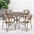 thumbnail image 2 of Bowery Hill 5 Piece 36" Square Steel Flower Print Patio Dining Set in Gold, 2 of 4