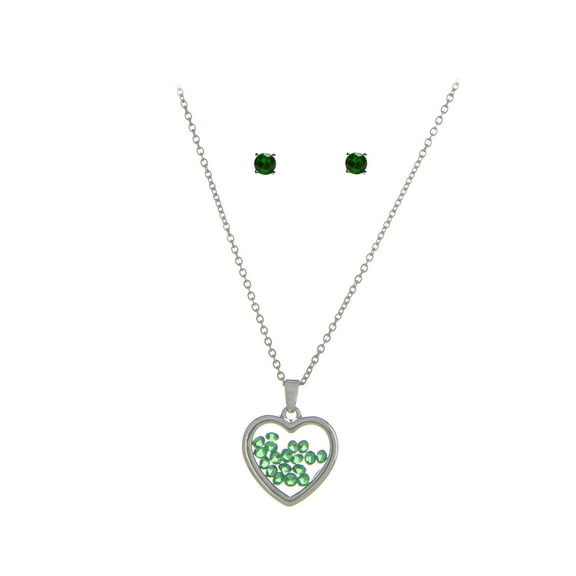 The Skyline Collection May Birthstone Emerald Green Heart Jewelry Set
