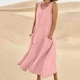 thumbnail image 2 of Summer Plus Size Tank Dresses for Womens 2025 Fashion Sleeveless Casual Pocket V-Neck Neck Solid Long Dress, 2 of 4