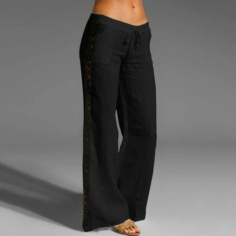 Fashion (Black)Casual Sweatpants Women High Waist Wide Leg Long