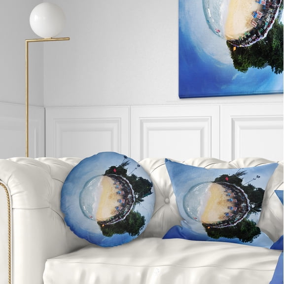 Designart Jomtien Street Planet Panorama - Abstract Throw Pillow - 12x20