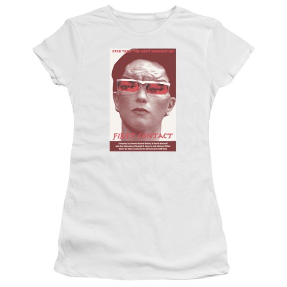 Star Trek Tng Season 4 Episode 15 Junior Women's Sheer T-Shirt White