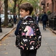 thumbnail image 4 of HUIACONG Cute Unicorn Rainbow Print School Backpack for Girls Boys Age 5-16, Multi Pocket Water Resistant Lightweight Bookbag with Adjustable Padded Straps for Daily Use Travel, 4 of 7