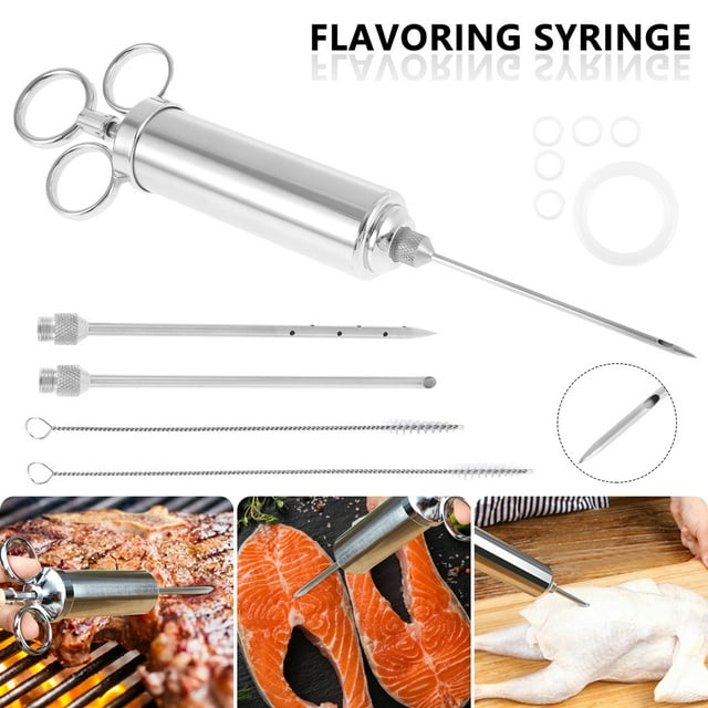 Muyoka Jeringa Cook Acero inoxidable Asado Marinado Inyector Carne Marinado Barbacoa Herramienta de cocina 60ml Muyoka Hogar