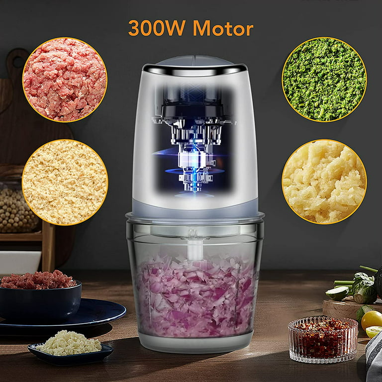 Food Processor - Small Electric Food Chopper for Vegetables Meat Fruits  Nuts Puree - Mini Food Grinder for Kitchen - 300W 2 Speed Blender With  Sharp