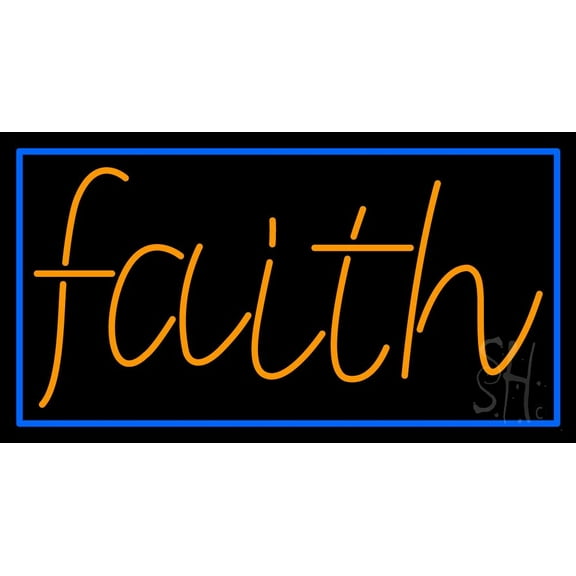 Orange Faith LED Neon Sign 20" Tall x 37" Wide - inches Black Square Cut Acrylic Backing, with Dimmer - Premium built indoor Sign for Home décor, Event, Religious place, Store interior, Office.