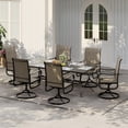 thumbnail image 3 of Swivel Rocking Patio Chairs – Set of 2 High Back – All-Weather Brown Textilene – Black Powder-Coated Frame – Space-Saving – for Backyard, Poolside, Lawn, Porch & Garden, 3 of 7