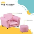 thumbnail image 6 of Resenkos Toddler Sofa with Footstool, Upholstered Armchair for Playroom & Nursery, Pink, 6 of 7