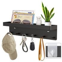 Key Holder for Wall, Self Adhesive Key Rack Wall Mount with Mail Organizer for Entryway Doorway Hallway, Wall Decor, Black