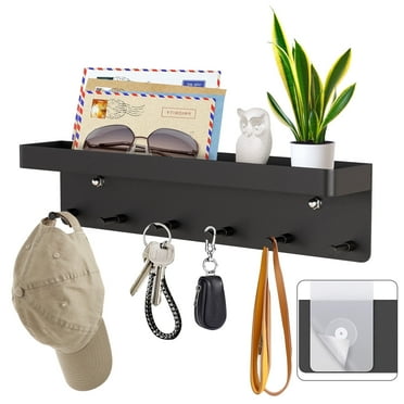 Key Holder for Wall, Self Adhesive Key Rack Wall Mount with Mail Organizer for Entryway Doorway Hallway, Wall Decor, Black