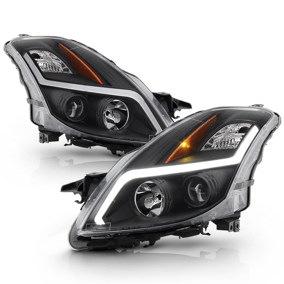 For 2008-2009 Altima 2-Door Coupe Black LED Tube Projector Headlights Headlamps