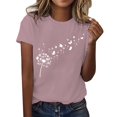 thumbnail image 2 of Women's Short Sleeve T-shirt Women'S Spring Round Neck Dandelion Printed Loose Casual Short Sleeved T Shirt,Red Women's Short sleeve T-shirt S, 2 of 5