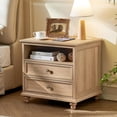 thumbnail image 5 of Nightstand with Charging Station, Farmhouse Nightstands with 2 Drawers Storage Side Table Bedside Cabinet for Bedroom Living Room, Natural Oak, 5 of 7