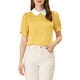 thumbnail image 1 of INSPIRAR CHIC Blusa de Mujer Vintage con Cuello Peter Pan, Manga Corta con Contraste, Color Amarillo Claro, 1 of 6
