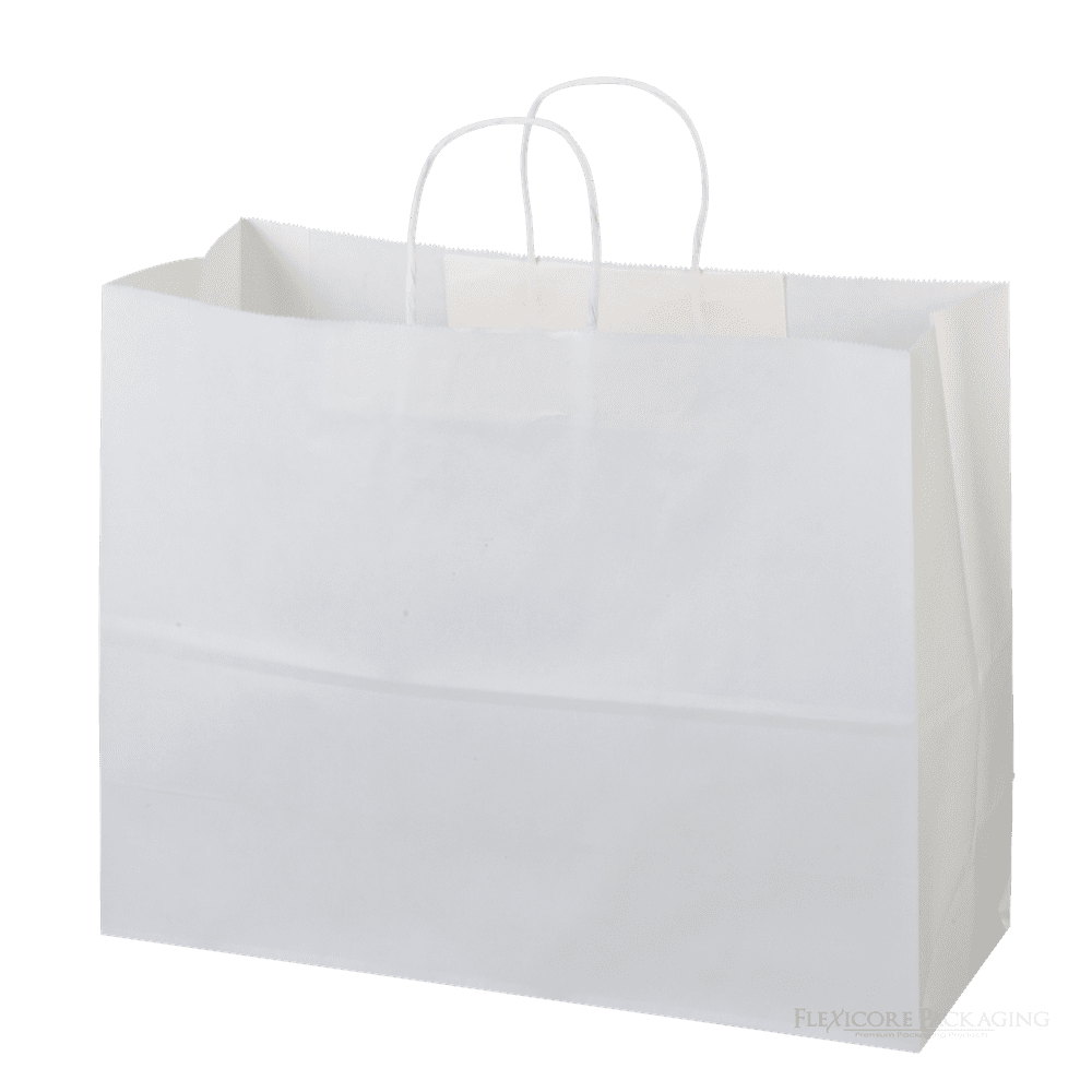 White Kraft Paper Bags, 16"x6"x12", 100ct