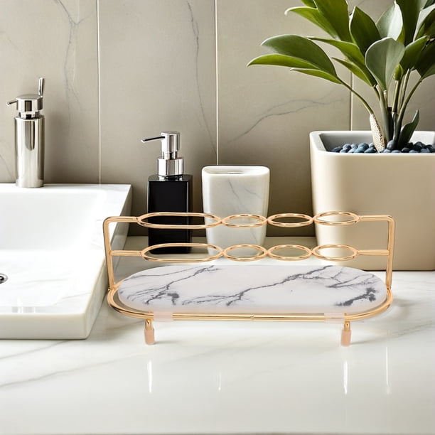 BESTYASH Soporte Para Cepillos De Metálico Con Estructura Abierta Y Base Cerámica Para