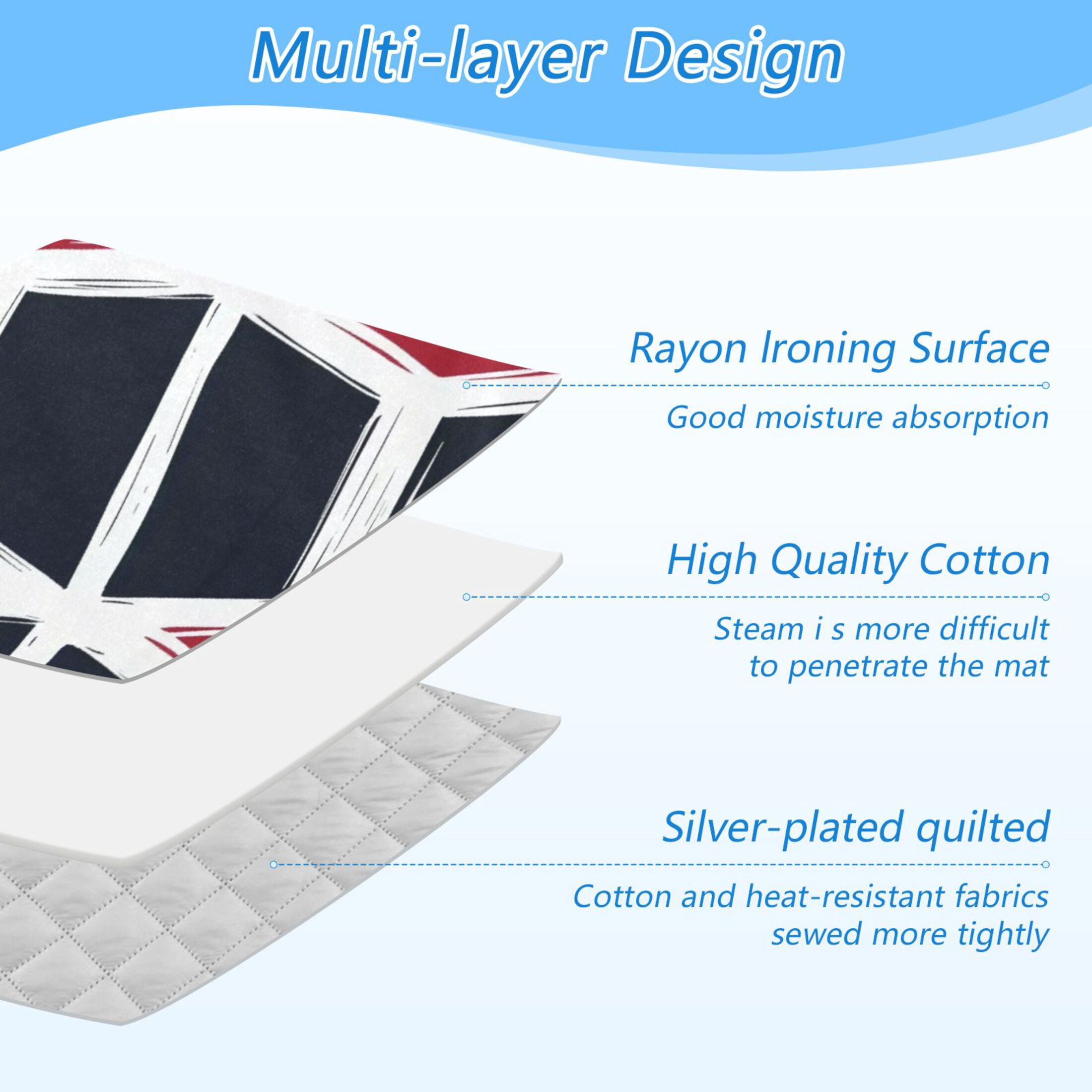 Black Red Geometric Ironing Mat Blanket for Table Top Travel Portable Ironing Board Pad 47.2x27.6 Inch