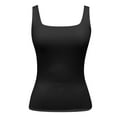 thumbnail image 3 of Povozer Women's Square Neck Tank Top Sleeveless Double Lined Basic Tops(Black,L), 3 of 6