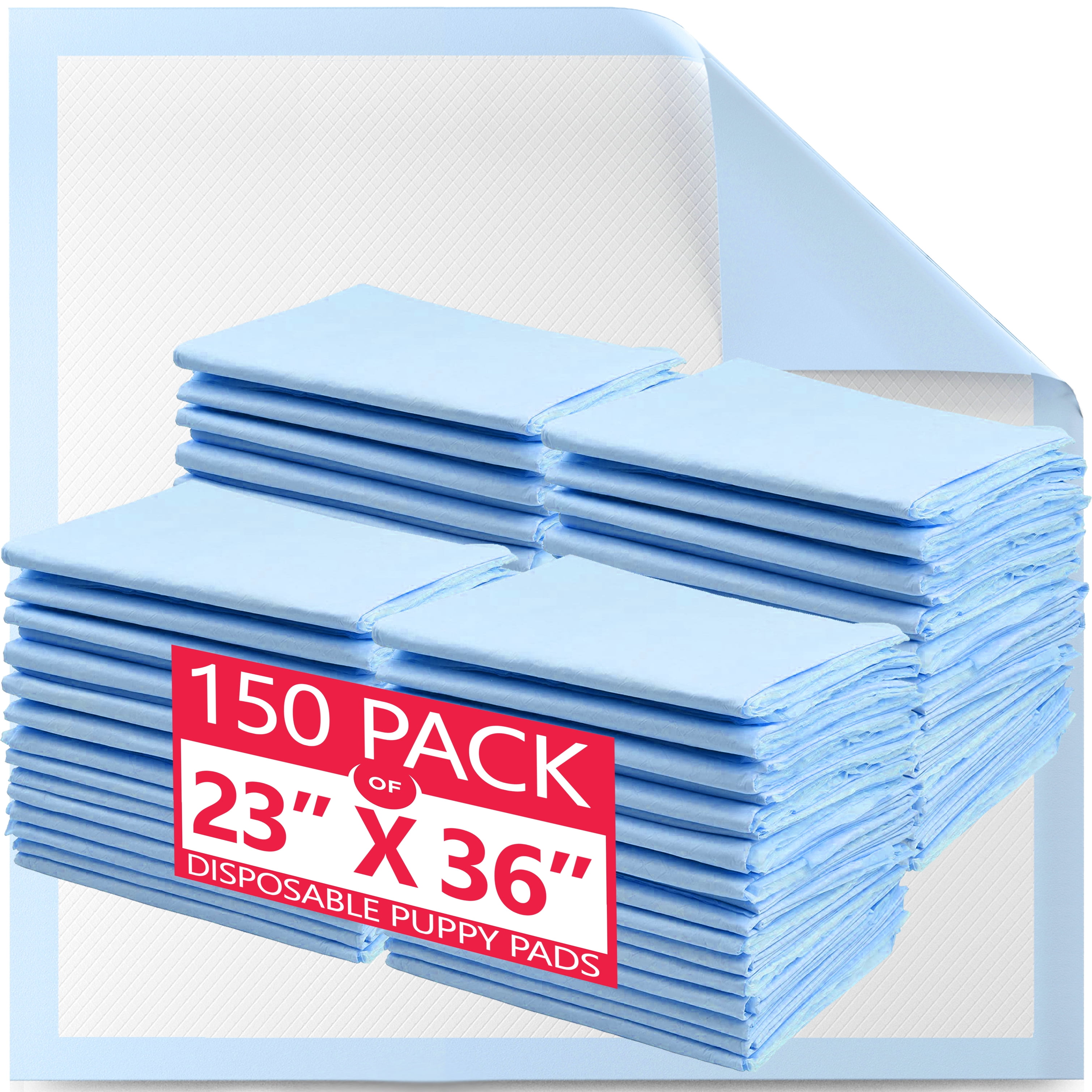 Disposable Underpads 23”x36” [150-Pads] Moderate Absorbency Chux Incontinence Bed Pads, Quilted Fluff, Large (Packed 3 x 50 Per Case)