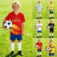 thumbnail image 2 of 2026 Fan Soccer Collection for Boys - Kids Football Shirt and Shorts Set International Retro Streetwear Youth Training Uniform Athletic Outfit Ages 3-14(Red1/140), 2 of 5