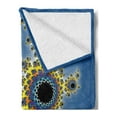 thumbnail image 2 of Fractal Soft Flannel Fleece Throw Blanket, Floral Spiral Unusual Contemporary Pattern with Rotary Display, Cozy Plush for Indoor and Outdoor Use, 50" x 60", Yellow Violet Blue, by Ambesonne, 2 of 5