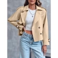 thumbnail image 2 of Women Crop Top Double Breasted Trench Coat with Shoulder Sleeves and Cut Jacket with Pockets, 2 of 5