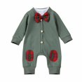 thumbnail image 2 of Gentleman Plaid Bowtie Romper Jumpsuit Outfit, 2 of 7