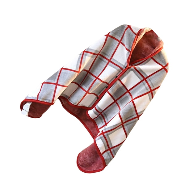 Inteprter Mantas portátiles de terciopelo de doble cara, patrón de rejilla con capucha, chal cálido, manta con botón, alfombra para dormir, hogar y Suministros térmicos Rejilla roja Inteprter HA071574-01