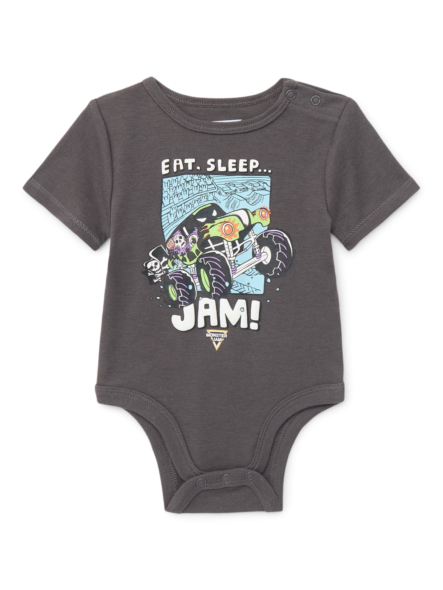 Monster Jam Baby Boys or Girls Print Bodysuit, 2-Pack, Sizes 0/3M-24M