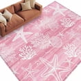 thumbnail image 2 of Ocean Washable Living Room Rugs 5'x7', Summer Beach Sea Star Coral Shell Pink Texture Low Pile Throw Large Area Rugs Non-Slip Sturdy Edge Binding Carpet for Dining Room Bedside Kitchen, 2 of 9