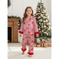 thumbnail image 5 of Cjfdfy Toddler Baby Girl Christmas Silk Stain Pajamas Set Kids Girls PJS Set Sleepwear Fall Winter Clothes Pumpkin Bow Print Long Sleeve Button Down Shirt with Long Pants Set Loungewear 1-8Y, 5 of 9