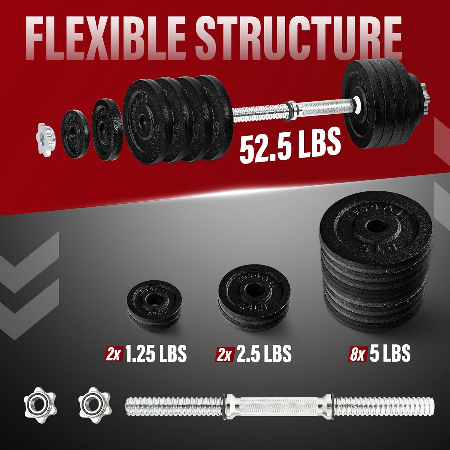 Yes4All 52.5lb Adjustable Dumbbell Set Black photo 5