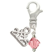 Delight Jewelry October - Hot Pink Crystal Bicone - Silver-tone Clip on Charm with Mini Year 2025