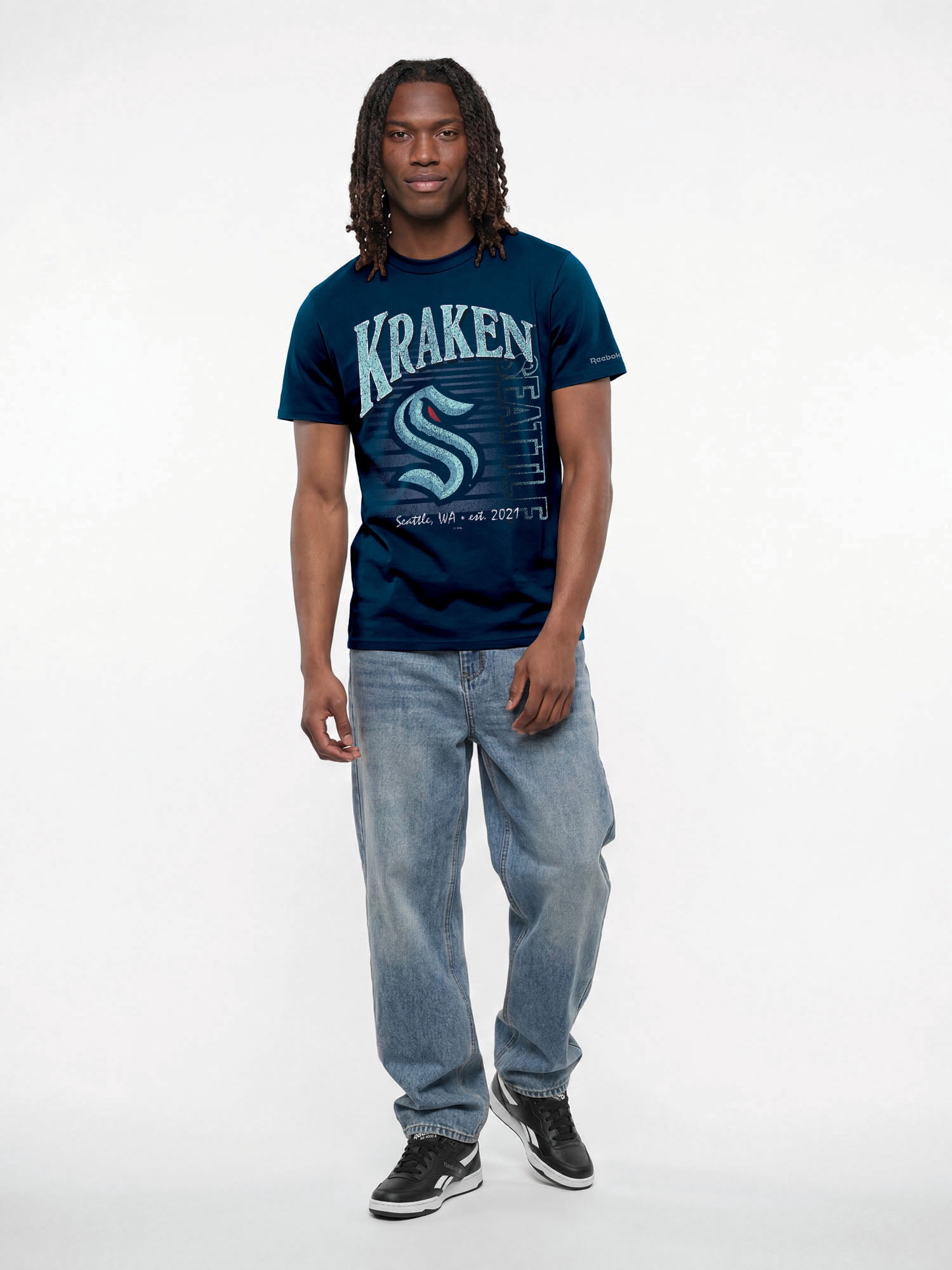 Seattle Kraken Reebok Mens Crew Neck Short Sleeve T-Shirt