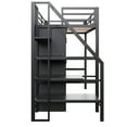 thumbnail image 5 of Modern Twin Loft Bed with I-Shaped Desk & Two-Tier Wardrobe, Sturdy Metal Frame, Storage Staircase, Space-Saving Student Dorm Solution, Black, 5 of 8