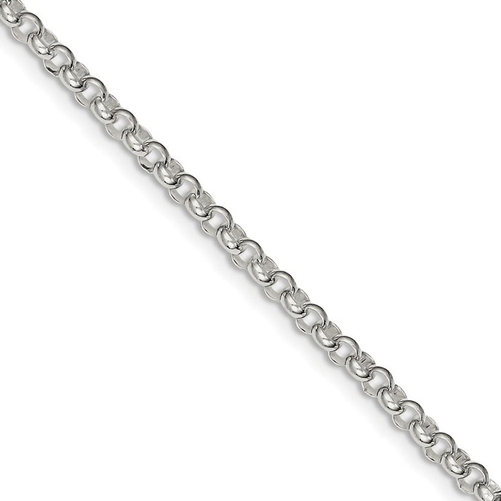 8" 925 Sterling Silver 4mm Italian Round Rolo Cable Link Chain Bracelet 7" 