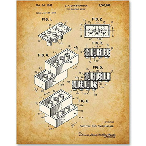 nabo syre vejkryds Lego Brick Art - 11x14 Unframed Patent Print - Great for Boy's Room Decor -  Walmart.com