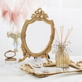 thumbnail image 3 of Tabletop Decorativo Espejo Oval con Soporte de Oro Marco Maquilje Espejo Retro Zulema espejo para maquillarse, 3 of 7