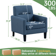 thumbnail image 4 of Modern Upholstered Accent Chair Set of 2, Mid Century Cozy Fabric Armchair with Button Tufted Back and Wood Legs, Comfy Reading Chair for Bedroom, Living Room, Office, or Cafe (Blue), 4 of 14