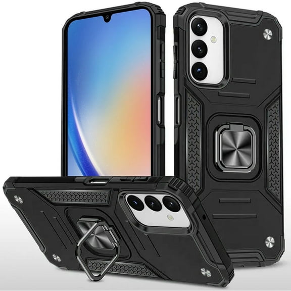 Military Grade Robust Series Dual Layer Hybrid Case with Ring Grip for Samsung Galaxy A15 5G - Black